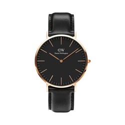 Reloj de cuarzo de piel y chapado en oro rosa Sheffield
