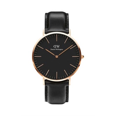 Reloj de cuarzo de piel y chapado en oro rosa Sheffield