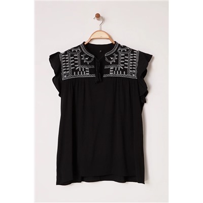Черная шея -Связывание Finke Weaving Bight Size Blouse TBBSS25AF00068