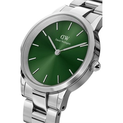 Reloj de cuarzo de acero Iconic Link Emerald - Plateado y verde
