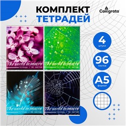 Комплект тетрадей из 4 штук, 96 листов в клетку Calligrata "Макро", обложка мелованный картон, блок офсет
