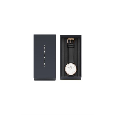 Reloj de cuarzo de piel y chapado en oro rosa Sheffield