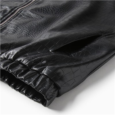 Жакет женский демисезонный MINAKU: Eco leather, чёрный, размер 46