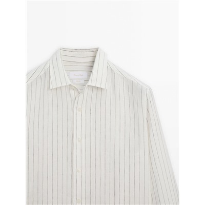 Camisa rayas 100% lino regular fit