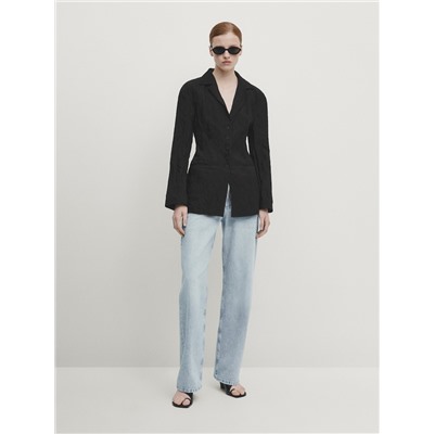 Jeans tiro medio wide leg full length