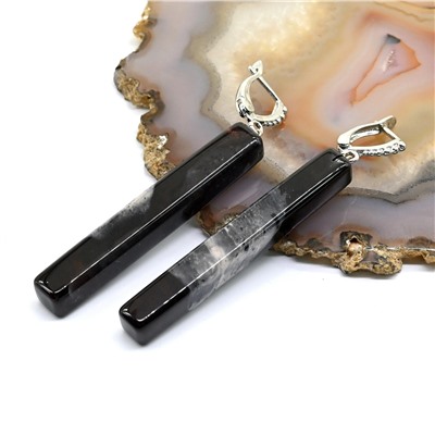 Серьги из яшмы уральской 7*47мм, 15г