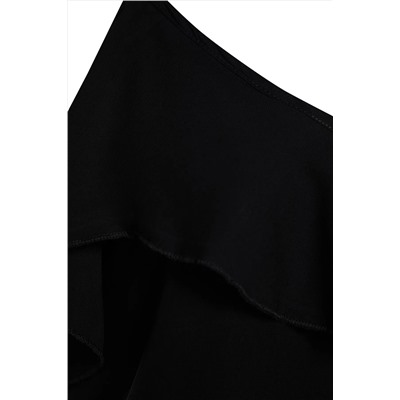 Черная регулируемая вешалка сплетенная вспышка Bloune Blought Blouse TBBSS22AF0023