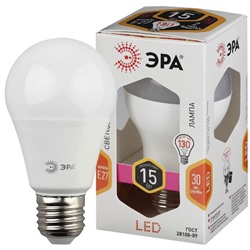 Нарушена упаковка!   Светодиодная лампа Е27 15W 2700К (теплый) Эра LED A60-15W-827-E27 (Б0020592)