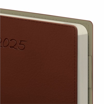 Ежедневник датированный 2025, А5, 143x218 мм, BRAUBERG "Journal", под кожу, застежка, органайзер, коричневый, 115883