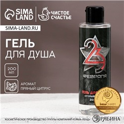 Гель для душа «С 23 Февраля!», 200 мл, аромат пряного цитруса, HARD LINE
