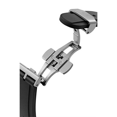 Reloj de cuarzo de caucho Motion - Negro y plateado