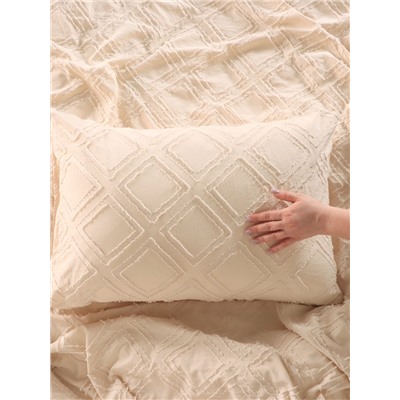 Постельное бельё LoveLife Tufting 1,5сп "Ромб" 143*215см,150*230см,50*70см-2шт, цвет бежевый, 110 г/м2