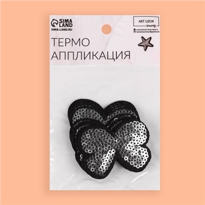 Термоаппликация «Бантик», с пайетками, 5.2×4 см, фасовка 10 шт., цвет серебряный