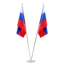 Флагшток напольный двойной 2 метра, выдвижной, платформа d=30 см