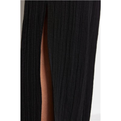 Черная щель детальная высокая талия Bürümcük Wide Trotter Beach Clothing Plants Tbbss23ar00012