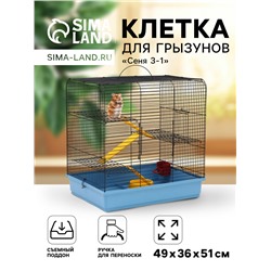 Клетка для грызунов "Сеня 3-1", 49 x 36 x 51 см, микс цветов
