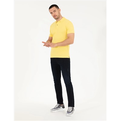 Светло -желтый стройный посадка Polo yaka basic t -красавица