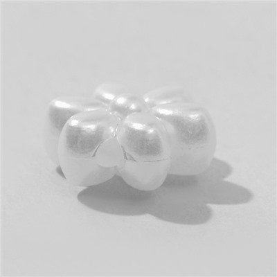 Бусины пластиковые « цветы», 1.2×1×0.5 см, набор 50 шт, цвет белый