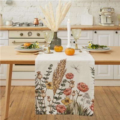Дорожка на стол Этель Kitchen collection 40×149 см, 100% хлопок, репс 210 г/м², белая