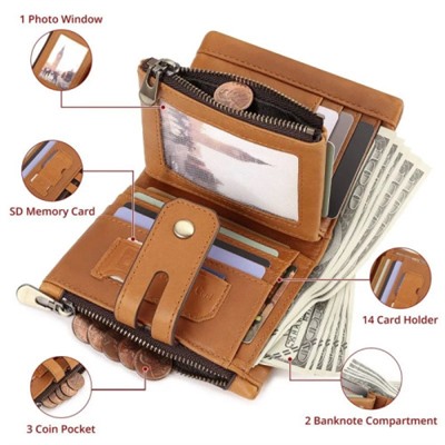 Мужской кожаный кошелек BP829 BROWN-M