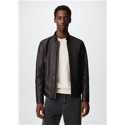 Cazadora biker piel -  Hombre | MANGO OUTLET España