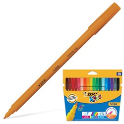 Фломастеры BIC "VISA", 18 цветов, суперсмываемые, вентилируемый колпачок, европодвес, 888681