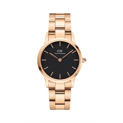 Reloj de cuarzo de acero Iconic Link - 28 mm - Rosa dorado y negro