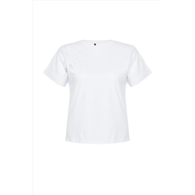 White Brode Подробный базовый 100 %хлопчатобумажный футболка TBBSS24BF00055