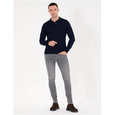 Navy Blue Slim Fit Polo воротниц.