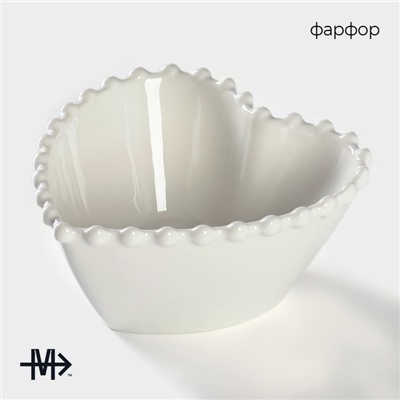 Салатник Magistro «Сердце», 550 мл, d=15.5 см, фарфор, белый