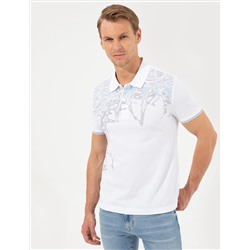 Белая стройная печать Polo Yaka T -For