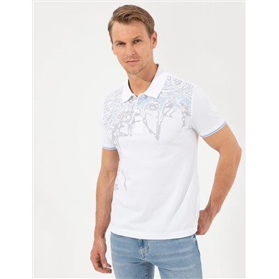 Белая стройная печать Polo Yaka T -For