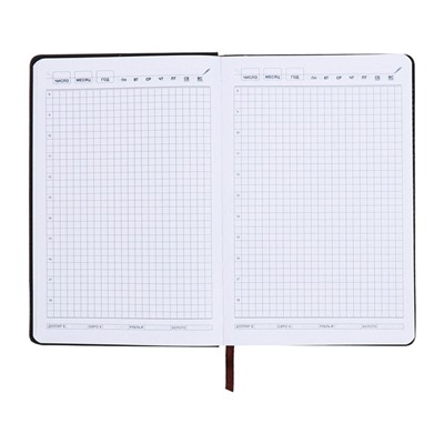 Ежедневник недатированный, А5, 140л, клетка, обл.кожзам, Серый