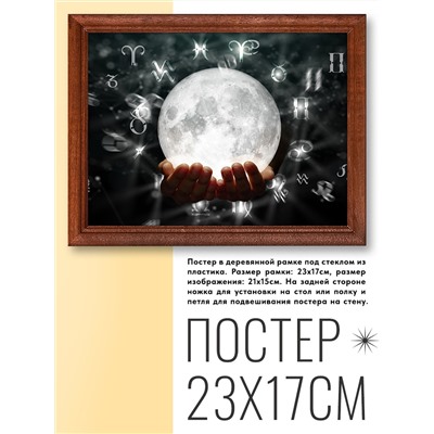 POSG-0025 Постер в рамке 23x17см Светящийся шар в ладонях