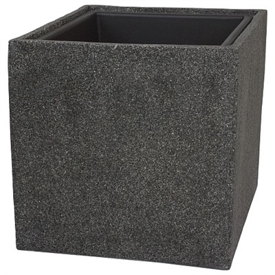 Кашпо Nobilis Marco "Rock2-grey Cube" (полистоун), 20х20хH20 см, с тех.горшком