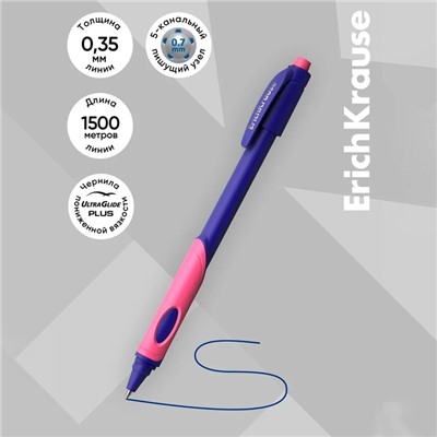 Ручка шариковая ErichKrause ErgoLine Kids Ultra Glide, первоклассника, эргономичный держатель, корпус Soft-touch, узел 0.7 мм, чернила синие, микс