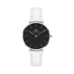 Reloj de cuarzo de piel Bondi - 32 mm - Blanco y plateado