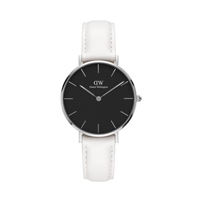 Reloj de cuarzo de piel Bondi - 32 mm - Blanco y plateado