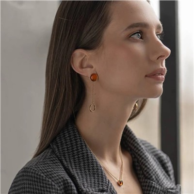 Серебряные серьги с янтарём E9323ZK
