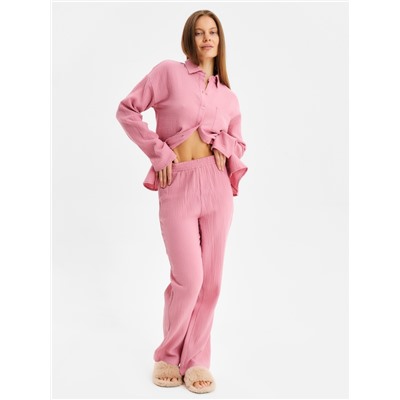Пижама женская (рубашка и брюки) KAFTAN Basic размер 44-46, пудрово-розовая