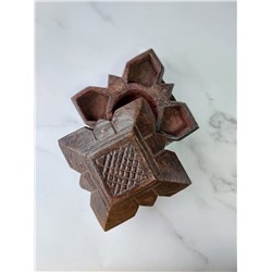 Шкатулка антикварная красного дерева с отсеками для косметических продуктов №3