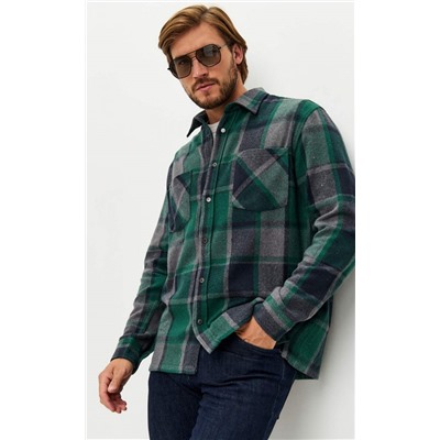 Рубашка фланель F321-0470-1 d.blue-green