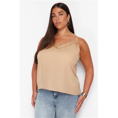 Каменное ремешок кружевные плетения Blacy Blouse Blouse TBBSS24AF00070