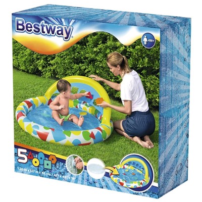 Бассейн надувной детский Bestway Splash & Learn, 120×117×46 см, с навесом, 52378
