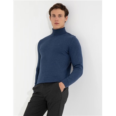 Индиго меландж Slim Fit Friendman воротник основной трикотажный свитер