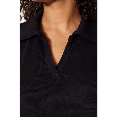 Черный поло Яка, сидящий на теле Wicking Blouse TBBSS22BZ0750