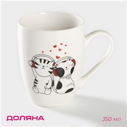 Кружка Доляна «Котики меломаны», 350 мл, фарфор, белая