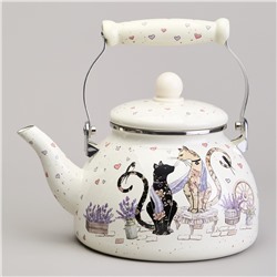 ЧАЙНИК AGNESS ЭМАЛИРОВАННЫЙ СЕРИЯ "LAVANDER CATS", 2,6 Л