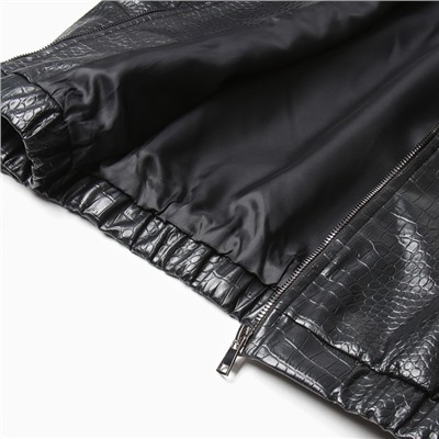 Жакет женский демисезонный MINAKU: Eco leather, чёрный, размер 46