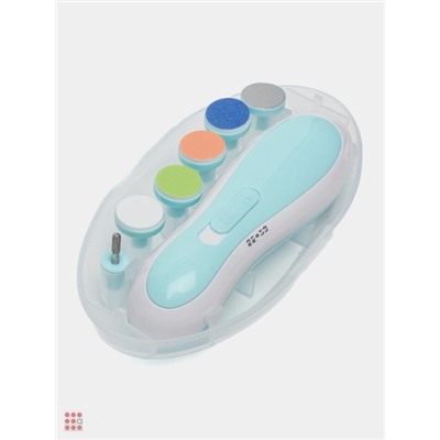 Детский триммер для ногтей пилка 6 насадок,свет, Baby Nail Trimmer
